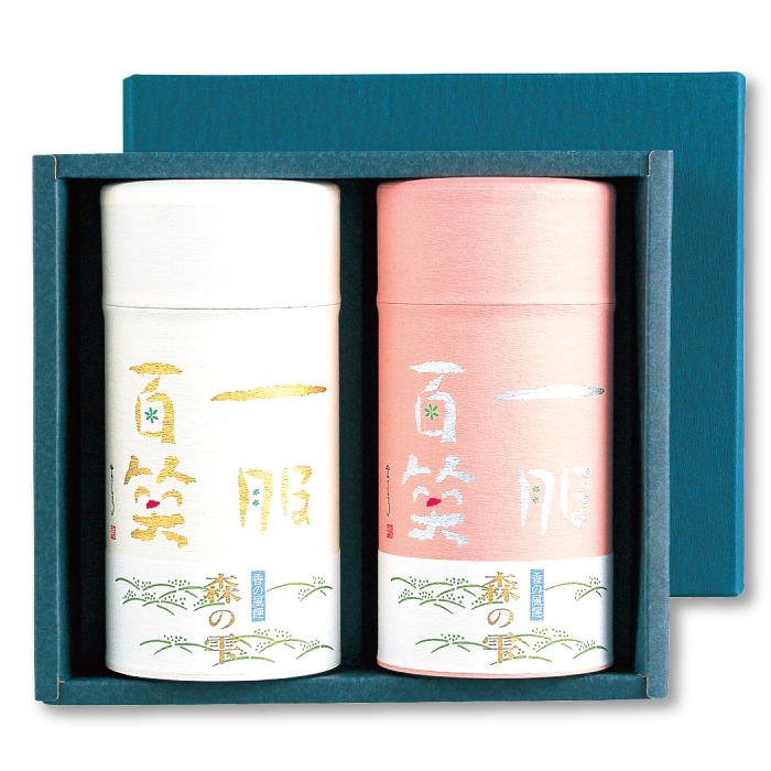 深蒸し茶2缶箱入　百笑-2(雫)